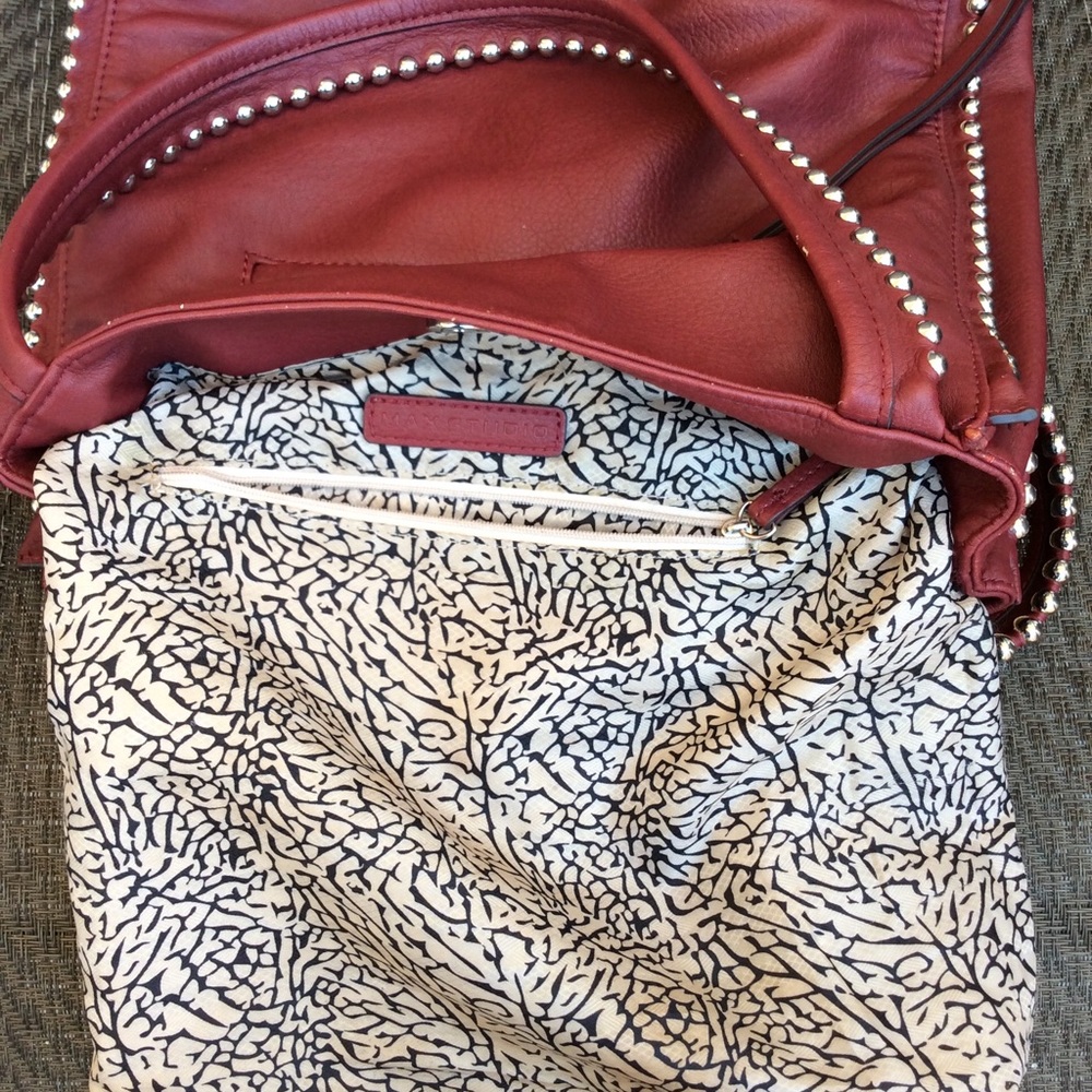 Max Studio Burgundy Studded Talo Vegan Leather Bag - Picture 7 of 16
